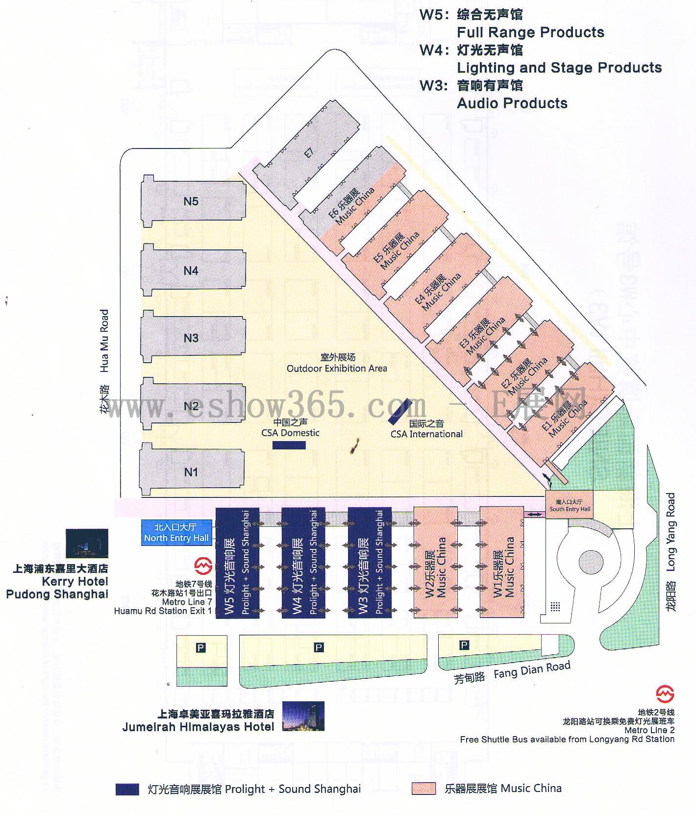 2012上海国际专业灯光音响展览会的平面图